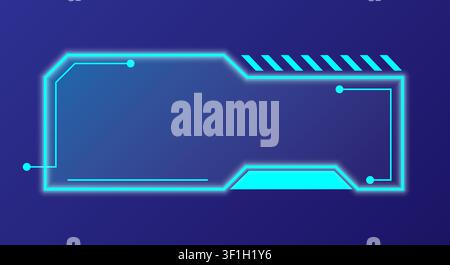 This artwork features a sleek, modern user interface layout with glowing lines and sections. The design includes various elements like dividers and hi Stock Vector