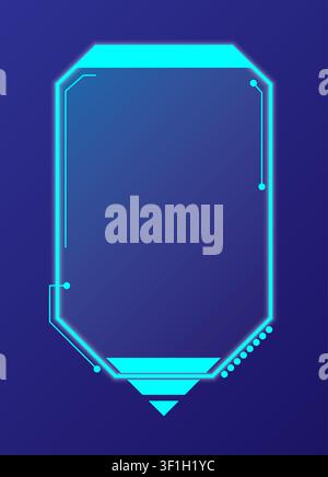 A stylish mix of glowing interface boxes, lines, and icons against a dark minimal background. Stock Vector