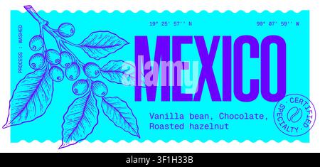 Coffee bean branch. Label, tag Stock Vector