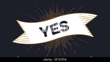 Yes. Banner ribbon. Chalkboard style Stock Vector