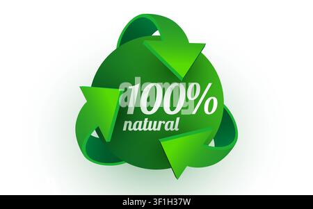 Natural recycle emblem with arrows. Eco friendly symbol for organic products concept. Vector illustration Stock Vector