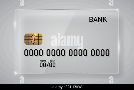 Transparent glass bank credit card template for modern digital payment and finance. Vector illustration Stock Vector