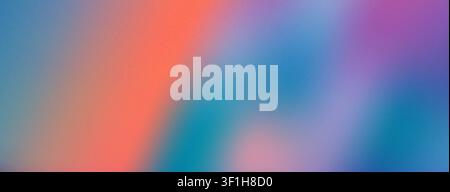 Abstract warm diagonal line gradient bg mimicking sunset sky. Grainy halftone texture overlay with orange, blue, pink and orange hues. Template for au Stock Vector