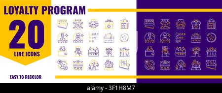 Loyalty program exclusive benefits line icons of VIP club membership rewards, gift and bonus points, prize and coupons with stars, crowns and diamonds. Employee and client exclusive benefits symbols Stock Vector