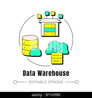 Data warehouse neubrutalism concept icon Stock Vector