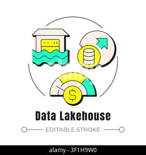 Data lakehouse neubrutalism concept icon Stock Vector