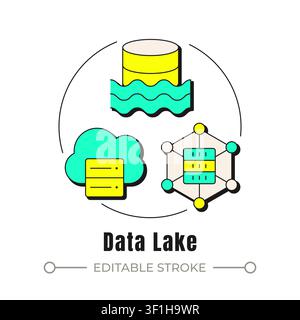 Data lake neubrutalism concept icon Stock Vector