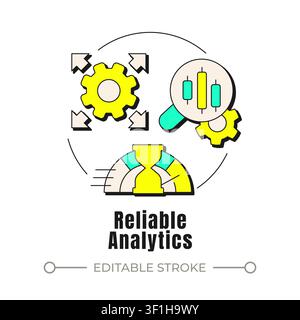 Reliable analytics neubrutalism concept icon Stock Vector