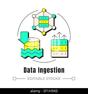 Data ingestion neubrutalism concept icon Stock Vector