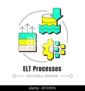 ELT processes neubrutalism concept icon Stock Vector