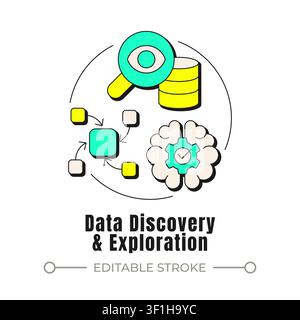 Data discovery and exploration neubrutalism concept icon Stock Vector