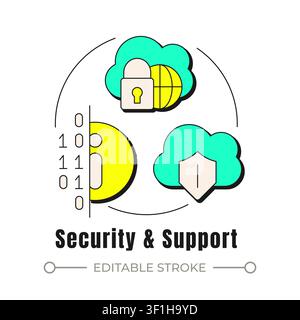 Security and support neubrutalism concept icon Stock Vector