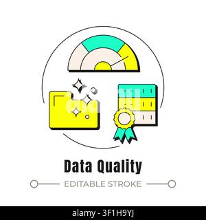Data quality neubrutalism concept icon Stock Vector