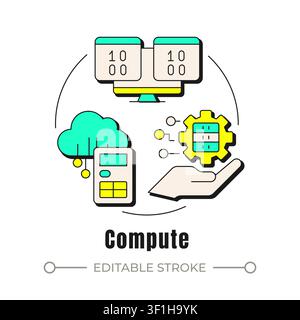 Compute neubrutalism concept icon Stock Vector