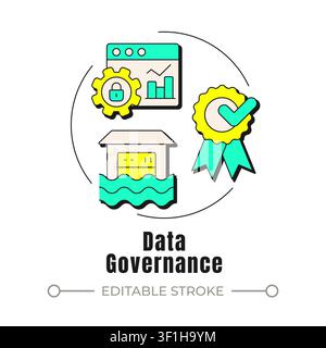 Data governance neubrutalism concept icon Stock Vector