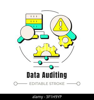Data auditing neubrutalism concept icon Stock Vector