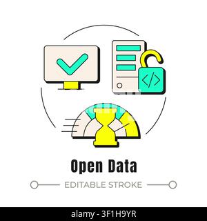 Open data neubrutalism concept icon Stock Vector