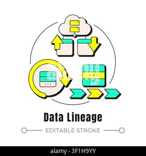 Data lineage neubrutalism concept icon Stock Vector