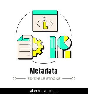 Metadata neubrutalism concept icon Stock Vector