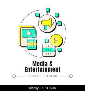 Media and entertainment neubrutalism concept icon Stock Vector