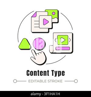 Content type neubrutalism concept icon Stock Vector