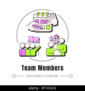 Team members neubrutalism concept icon Stock Vector