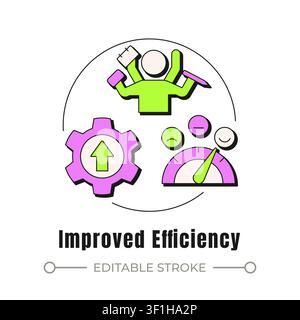 Improved efficiency neubrutalism concept icon Stock Vector