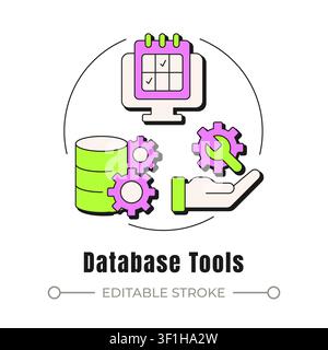 Database tools neubrutalism concept icon Stock Vector