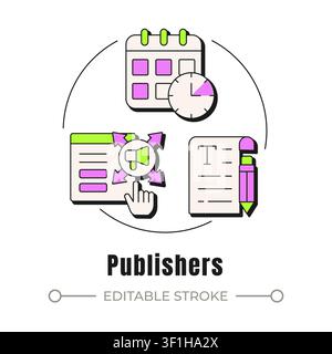 Publishers neubrutalism concept icon Stock Vector