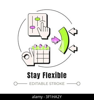 Stay flexible neubrutalism concept icon Stock Vector
