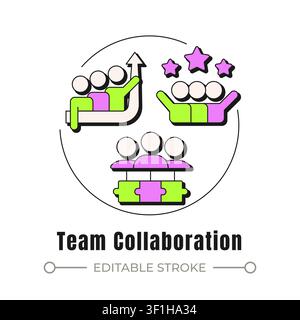 Team collaboration neubrutalism concept icon Stock Vector