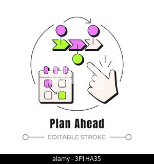 Plan ahead neubrutalism concept icon Stock Vector