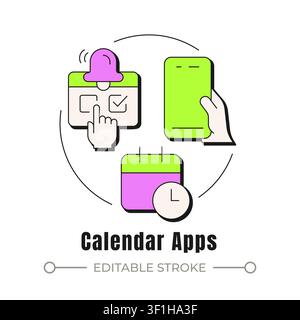 Calendar apps neubrutalism concept icon Stock Vector