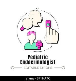 Pediatric endocrinologist neubrutalism concept icon Stock Vector