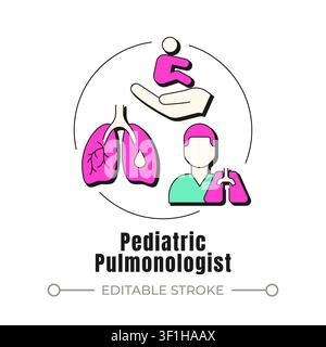 Pediatric pulmonologist neubrutalism concept icon Stock Vector