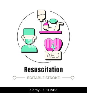 Resuscitation neubrutalism concept icon Stock Vector