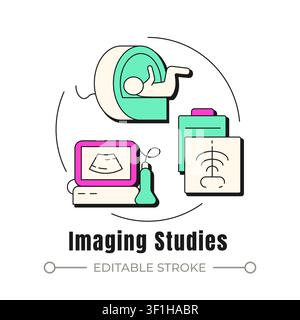 Imaging studies neubrutalism concept icon Stock Vector