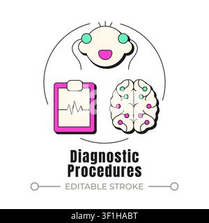 Diagnostic procedures neubrutalism concept icon Stock Vector