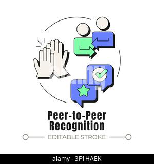 Peer to peer recognition neubrutalism concept icon Stock Vector