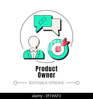 Product owner neubrutalism concept icon Stock Vector