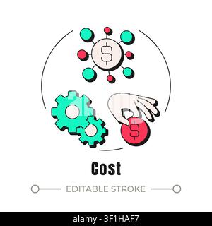 Cost neubrutalism concept icon Stock Vector