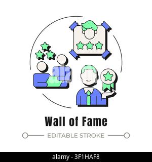 Wall of fame neubrutalism concept icon Stock Vector