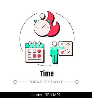 Time neubrutalism concept icon Stock Vector