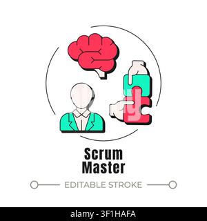 Scrum master neubrutalism concept icon Stock Vector