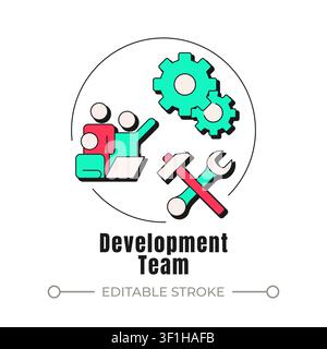 Development team neubrutalism concept icon Stock Vector