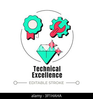 Technical excellence neubrutalism concept icon Stock Vector