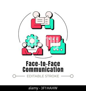 Face to face communication neubrutalism concept icon Stock Vector
