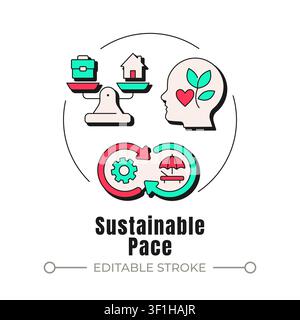 Sustainable pace neubrutalism concept icon Stock Vector