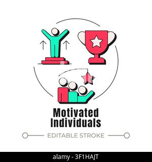 Motivated individuals neubrutalism concept icon Stock Vector