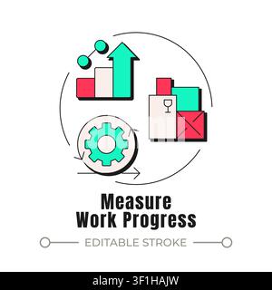 Measure work progress neubrutalism concept icon Stock Vector